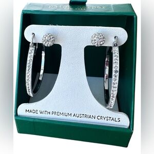 Paige Harper NY Silver Crystal Stud and Hoop Earrings